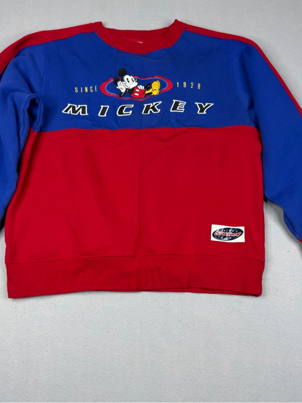Vintage Disney Store Mickey Mouse Colorblock Sweatshirt Red Blue Adult M